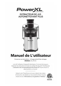 Notice PowerXL SELFCLEANING JUICER PLUS SHL90SC Extracteur de jus