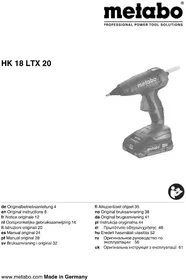 Notice METABO HK 18 LTX 20 Pistola per colla