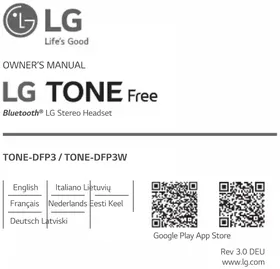 Notice LG TONE FREE TONEDFP3W Cuffie wireless