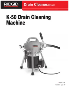 Notice RIDGID K50 Drain cleaner