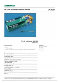 Notice SYLVANIA BA1200DE Lampe