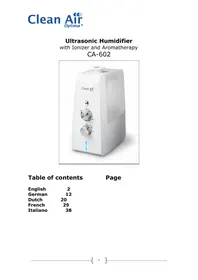 Notice Clean Air Optima CA602 Luchtzuiveraar