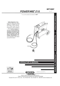 Notice LINCOLN ELECTRIC POWER MIG 216 Welding machine