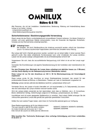 Notice Omnilux TUBE 8W G5 Lampe