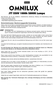 Notice Omnilux JTT 220V Lampe