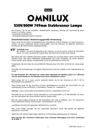 Notice Omnilux DXX 230V800W Lampe