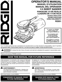 Notice RIDGID R25011 Lijadora