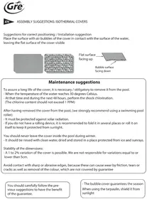 Notice GRE CV7900862 Couverture de piscine