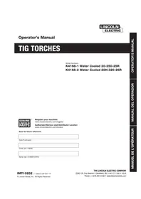 Notice LINCOLN ELECTRIC TIG TORCH Welding machine