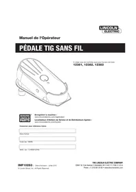 Notice LINCOLN ELECTRIC WIRELESS TIG FOOT PEDAL Accessoire pour poste à souder