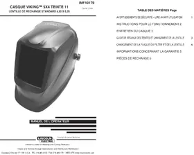 Notice LINCOLN ELECTRIC VIKING 5X4 SHADE 11 Casque de protection