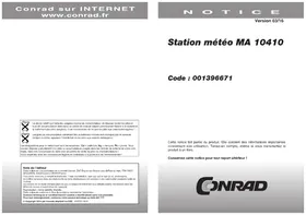 Notice TECHNOLINE MA10410 Station Météo