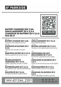 Notice PARKSIDE IAN 380775 Chargeur de batterie