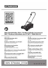 Notice PARKSIDE PSMA 20LI A1 Tondeuse à gazon