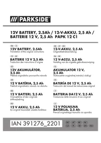 Notice PARKSIDE PAPK 12 C1 Batterie