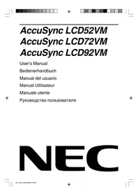 Notice NEC ACCUSYNC LCD92VM Монитор