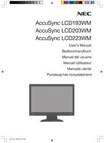 Notice NEC ACCUSYNC LCD203WM Monitor