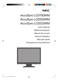 Notice NEC ACCUSYNC LCD193WM Monitor
