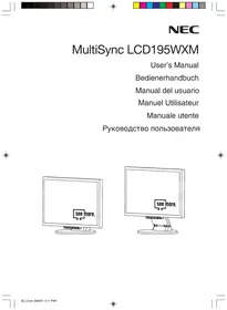 Notice NEC MULTISYNC LCD195WXM Monitor