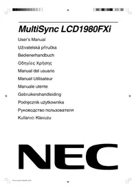 Notice NEC MULTISYNC LCD1980FXI Moniteur