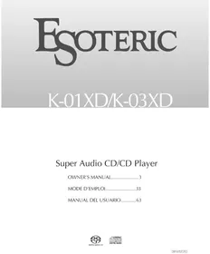 Notice Esoteric K03XD Reproductor/grabador de cd