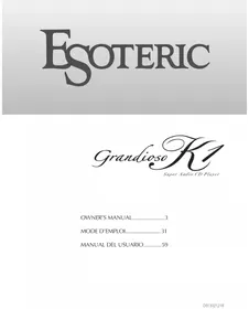 Notice Esoteric GRANDIOSO K1 Lecteur CD audio