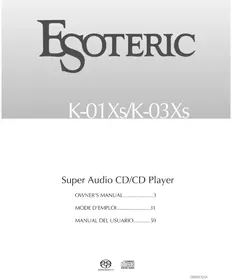 Notice Esoteric K01XS Lecteur CD