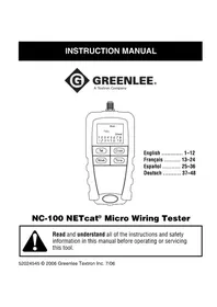 Notice Tempo NC100 équipements de mesure