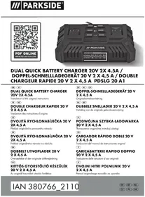 Notice PARKSIDE IAN 380766 Chargeur de batterie