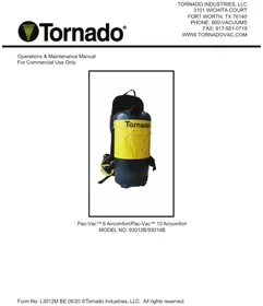 Notice TORNADO PACVAC 93014B Aspirateur