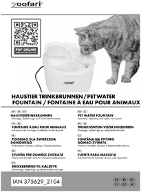 Notice ZOOFARI HG07906 Fontaine à eau pour animaux