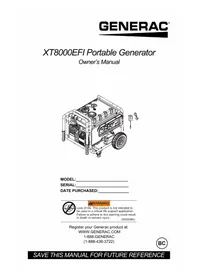 Notice Generac XT8000EFI Generador