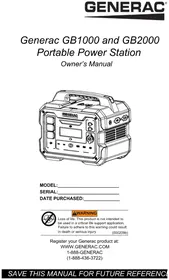 Notice Generac GB1000 Generador
