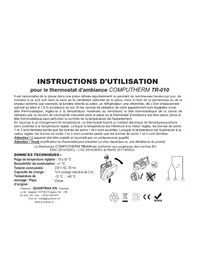 Notice Computherm TR010 Thermostat