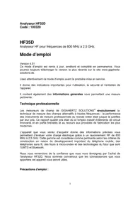 Notice Gigahertz Solutions HF 32D Détecteur