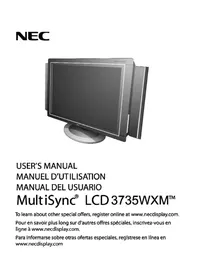 Notice NEC MULTISYNC LCD3735WXM TV