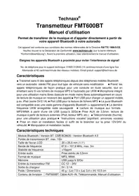 Notice TECHNAXX FMT600BT Émetteur FM