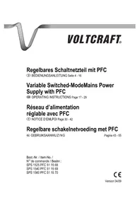 Notice VOLTCRAFT SPS 1540 PFC Alimentation électrique
