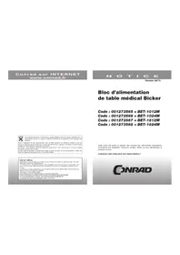 Notice CONRAD BET1612M Bloc d'alimentation électrique