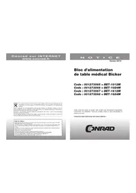 Notice CONRAD BET1012M Bloc d'alimentation électrique