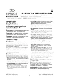 Notice Sun Joe SPX4003ULT Pressure washer
