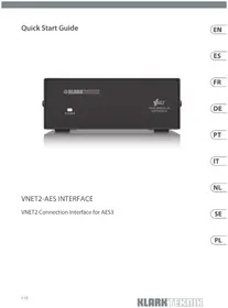 Notice Klark Teknik VNET2AES INTERFACE Haut-parleur