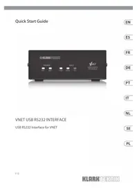 Notice Klark Teknik VNET USB RS232 INTERFACE Haut-parleur