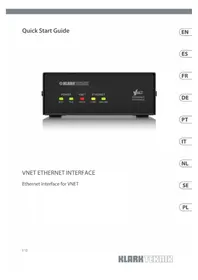 Notice Klark Teknik VNET ETHERNET INTERFACE Haut-parleur