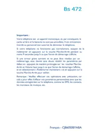 Notice Bouygues BS472 Téléphone mobile