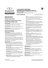 Notice Sun Joe SPX2690SJG Pressure washer