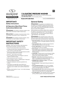 Notice Sun Joe SPX160EMAX Pressure washer