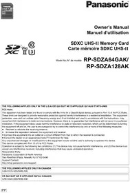 Notice PANASONIC RPSDZA64GAK Mémoire Flash