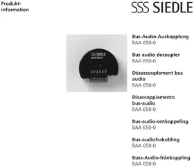 Notice Siedle BAA 6500 Interphone