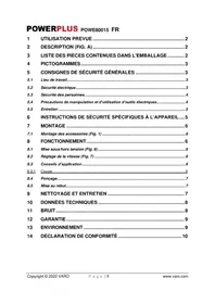 Notice PowerPlus POWE80015 Outils multifonctions